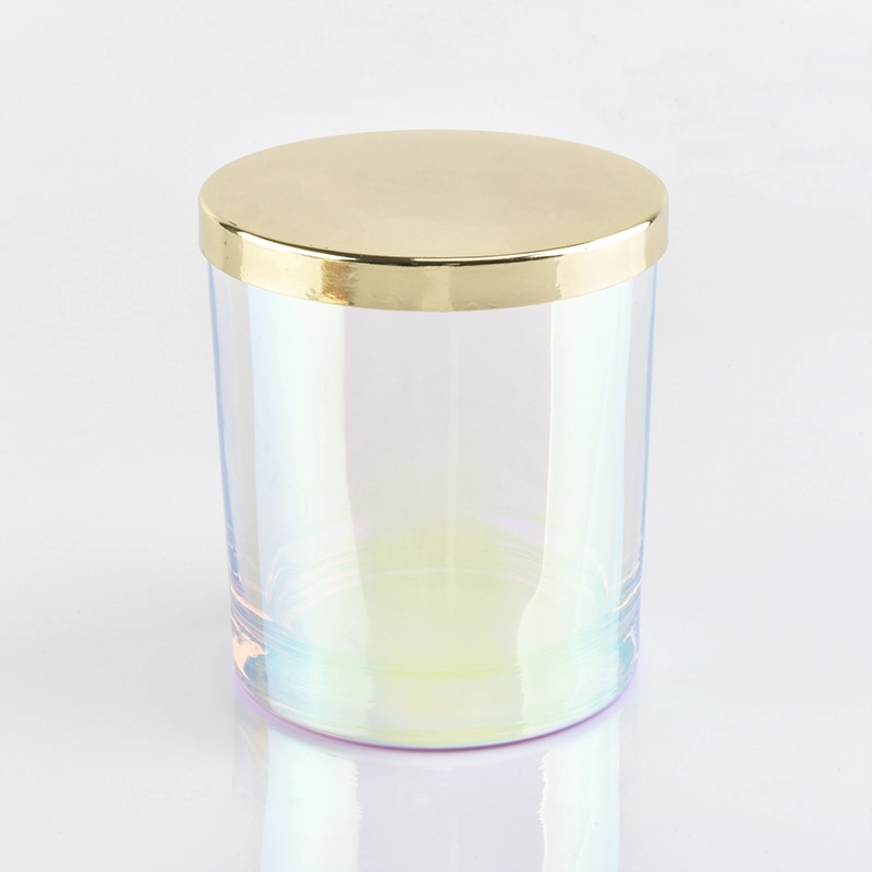 6oz Iridescent Glass Candle Jar With Gold Lids 6oz Iridescent Glass Candle Jar With Gold Lids