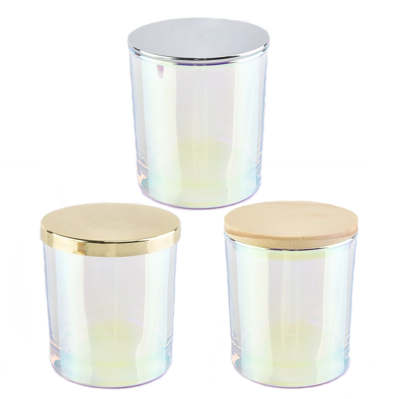 6oz Iridescent Glass Candle Jar With Gold Lids 6oz Iridescent Glass Candle Jar With Gold Lids