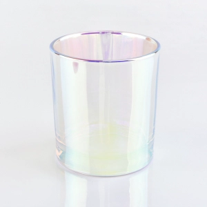 6oz Iridescent Glass Candle Jar With Gold Lids