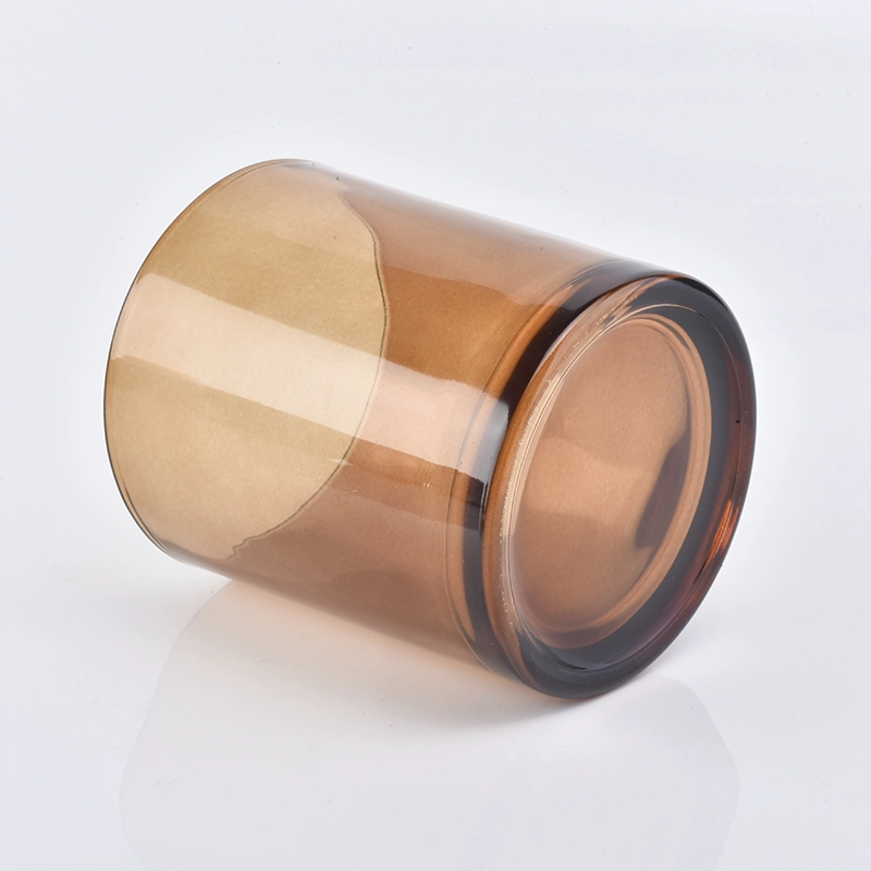 Wholesale Amber glass candle jars with wood lids