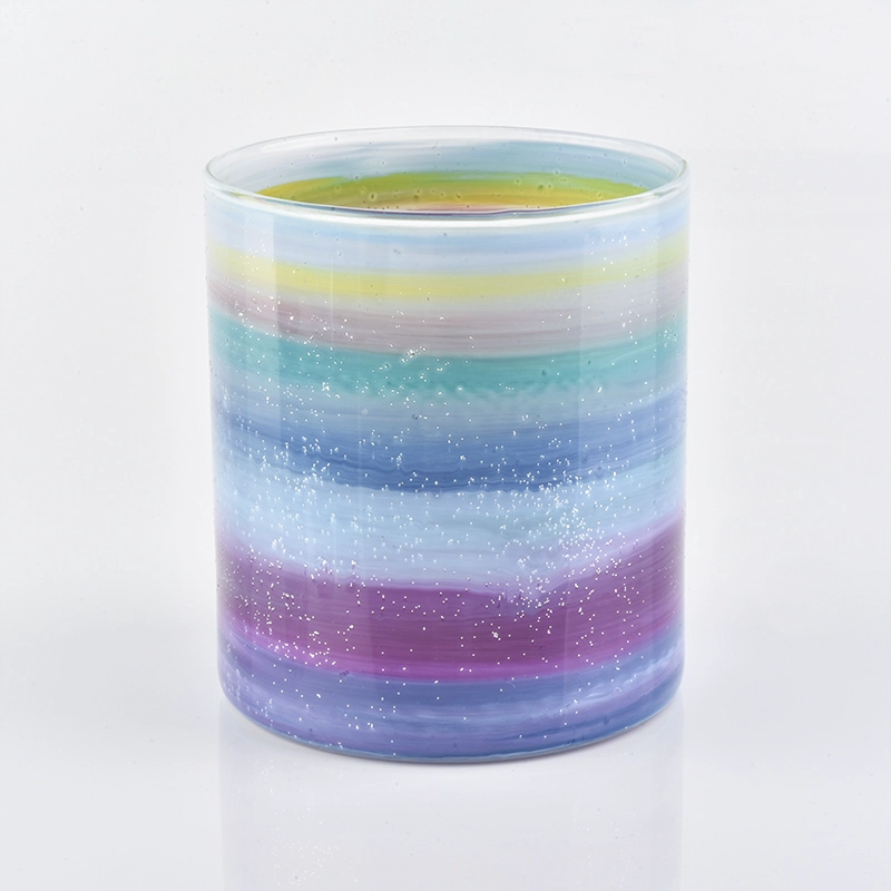 Hand Paint Colorful Cylinder Glass Candle Jars Hand Paint Colorful Cylinder Glass Candle Jars
