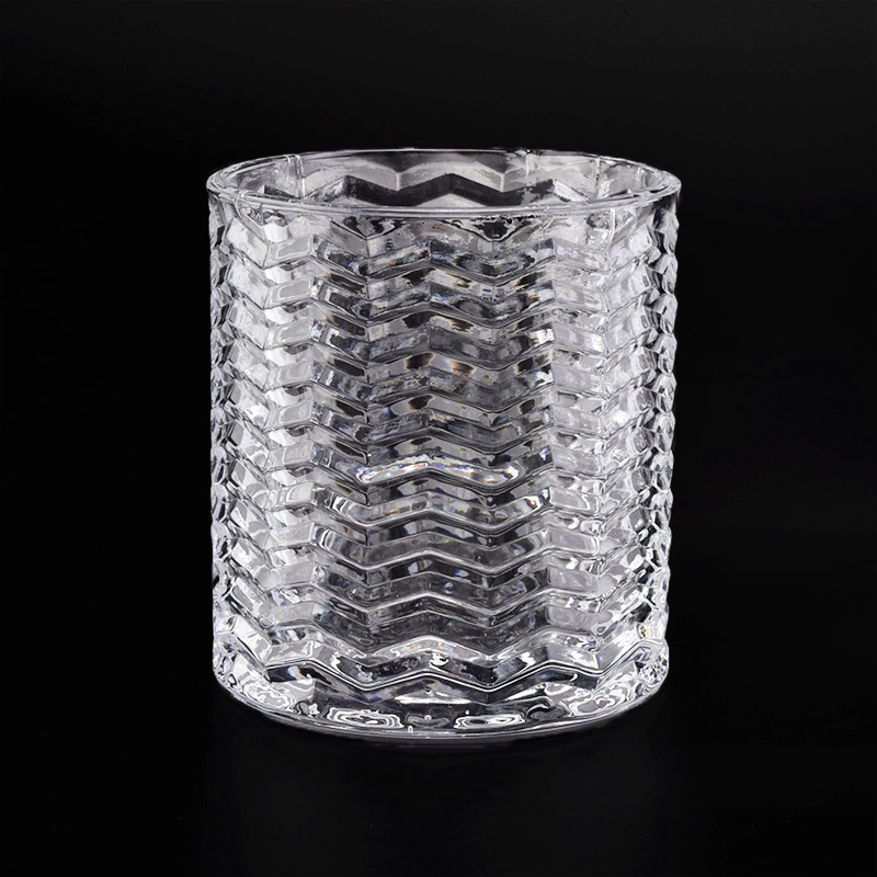 Supply 9oz Clear Glass Candle Holders with Wave Pattern Home Decor Supply 9oz Clear Glass Candle Holders with Wave Pattern Home Decor