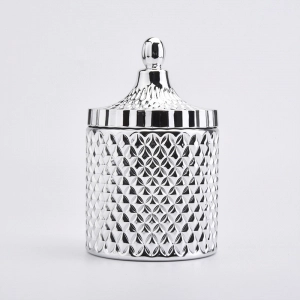 sliver luxury glass candle container with lid
