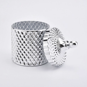 sliver luxury glass candle container with lid