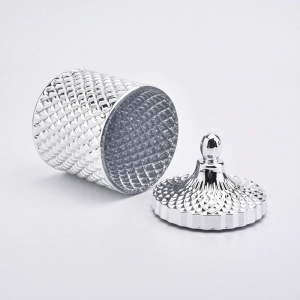 sliver luxury glass candle container with lid