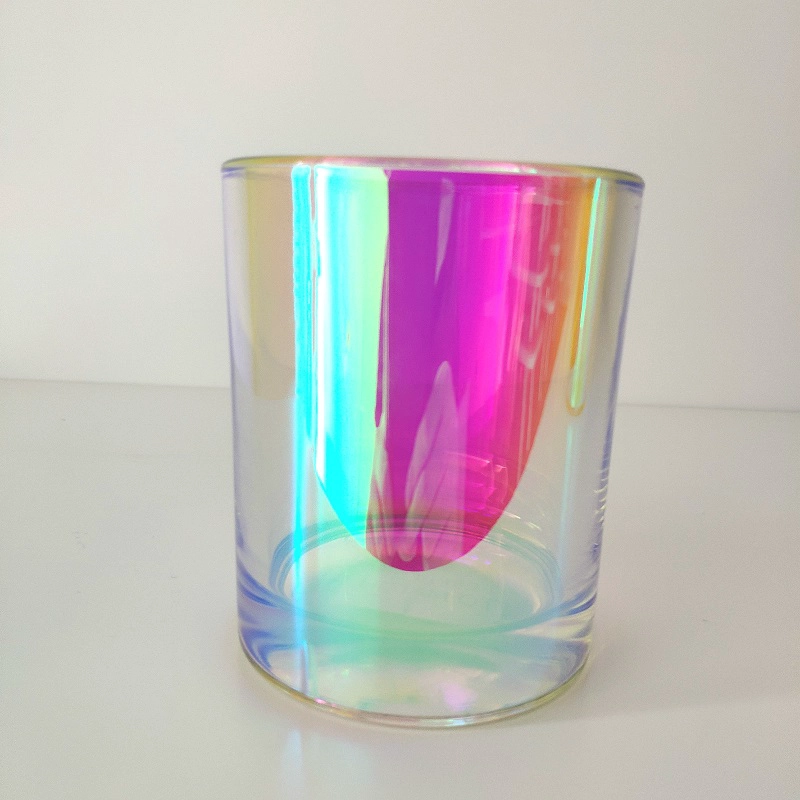 glass candle holder iridescent glass candle jar 12oz wax capacity