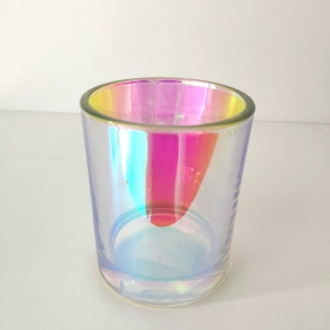 iridescent glass candle jar 12oz wax capacity
