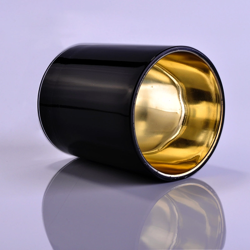 Gold plating and Black Candle Jar Glass Gold plating and Black Candle Jar Glass