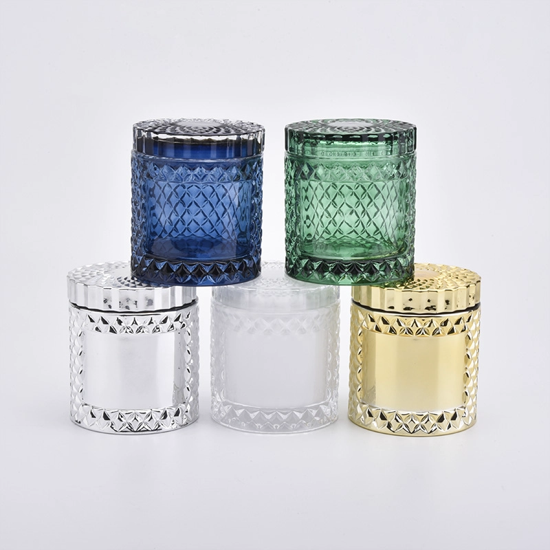 Luxury electroplating gold glass candle holder with lid Luxury electroplating gold glass candle holder with lid