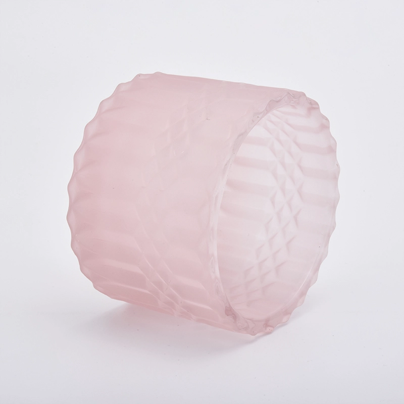 frosted pink glass candle holder with lid