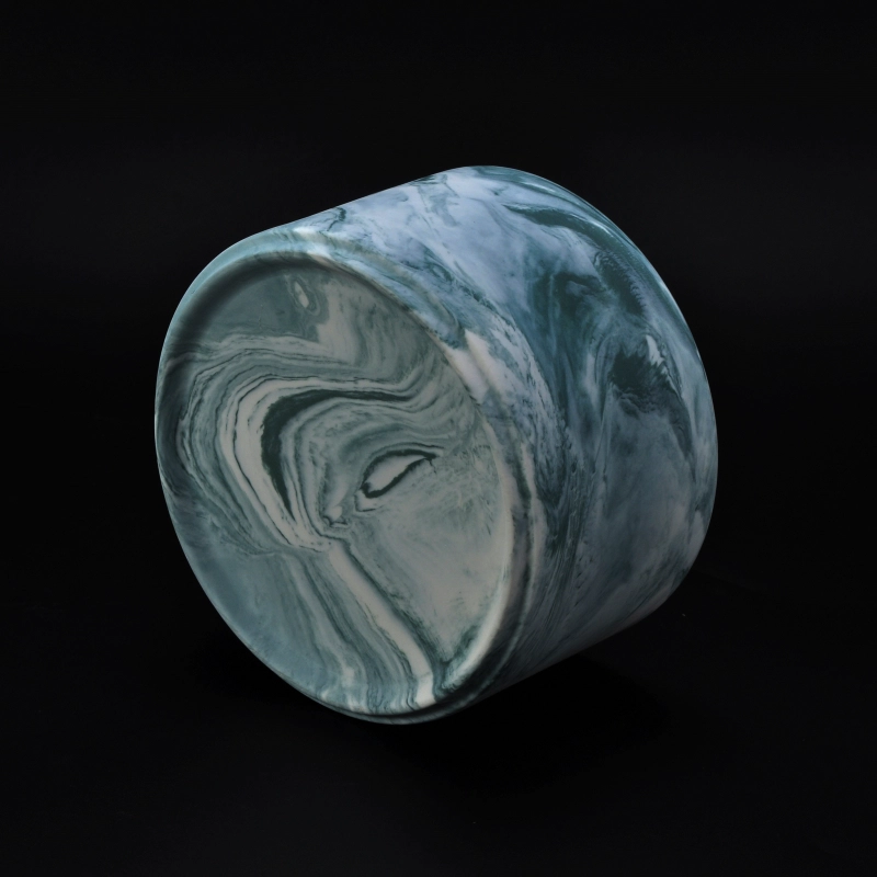 matte ceramic marbled candle jar