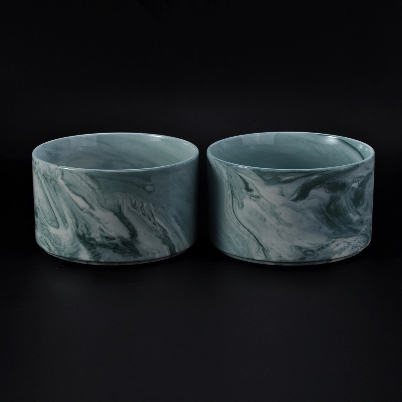 matte ceramic marbled candle jar