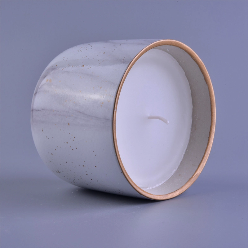 Marble water transfer decaling ceramic candle jar with scented candles Marble water transfer decaling ceramic candle jar with scented candles
