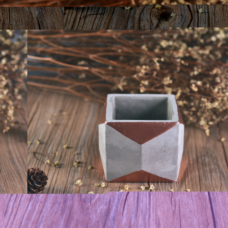 Empty square cement candle jars wholesale
