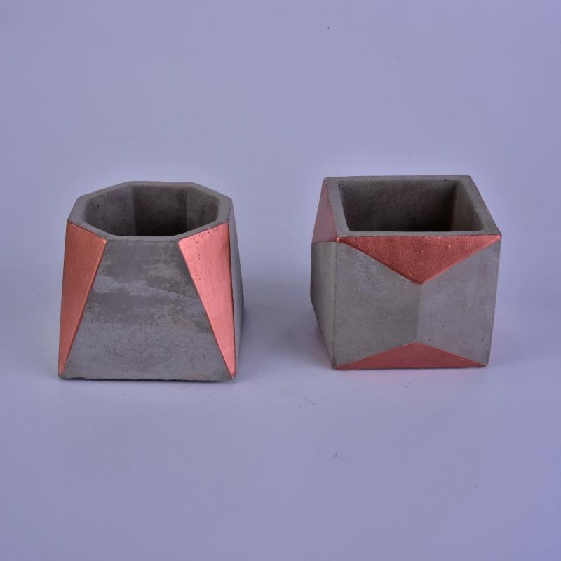 Empty square cement candle jars wholesale