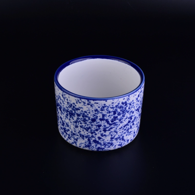 Home decorative blue pocking ceramic candle holders