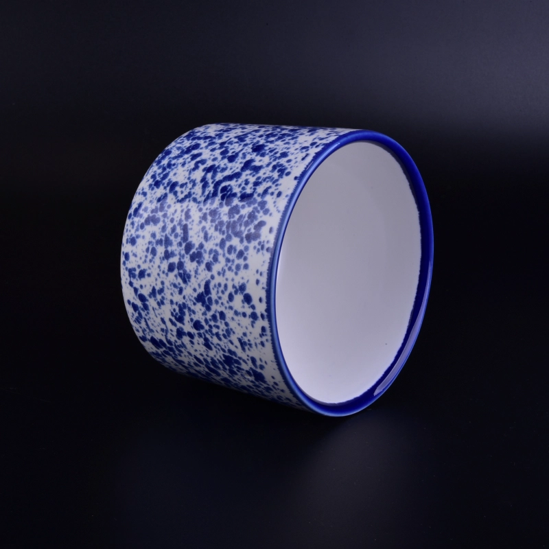 Home decorative blue pocking ceramic candle holders