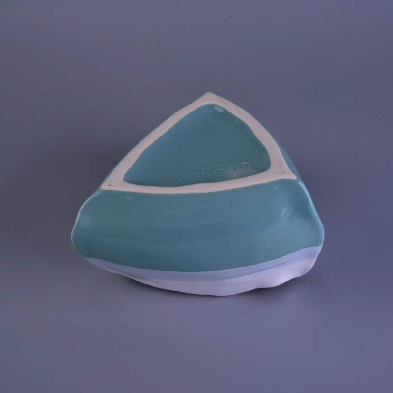 Triangle Shaped Colors Glazed Ceramic Candle Container for Candles Making