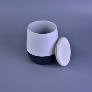 Tarro de vela de cerámica esmaltado color pintado goma de lujo con tapa