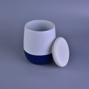 Tarro de vela de cerámica esmaltado color pintado goma de lujo con tapa