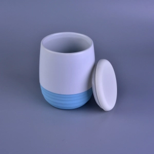 Tarro de vela de cerámica esmaltado color pintado goma de lujo con tapa