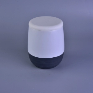 Tarro de vela de cerámica esmaltado color pintado goma de lujo con tapa