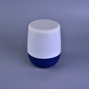 Tarro de vela de cerámica esmaltado color pintado goma de lujo con tapa