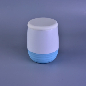 Tarro de vela de cerámica esmaltado color pintado goma de lujo con tapa