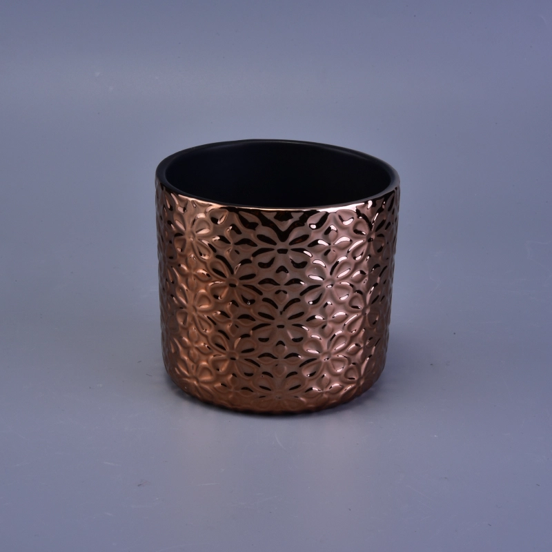 Hot selling coopery brown glazing ceramic candle jars for christmas