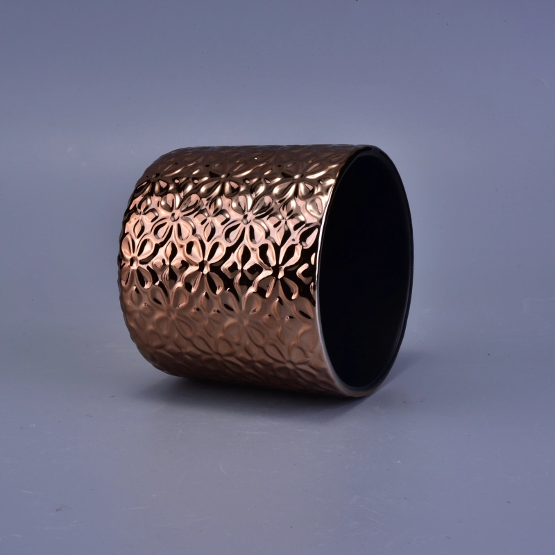 Hot selling coopery brown glazing ceramic candle jars for christmas