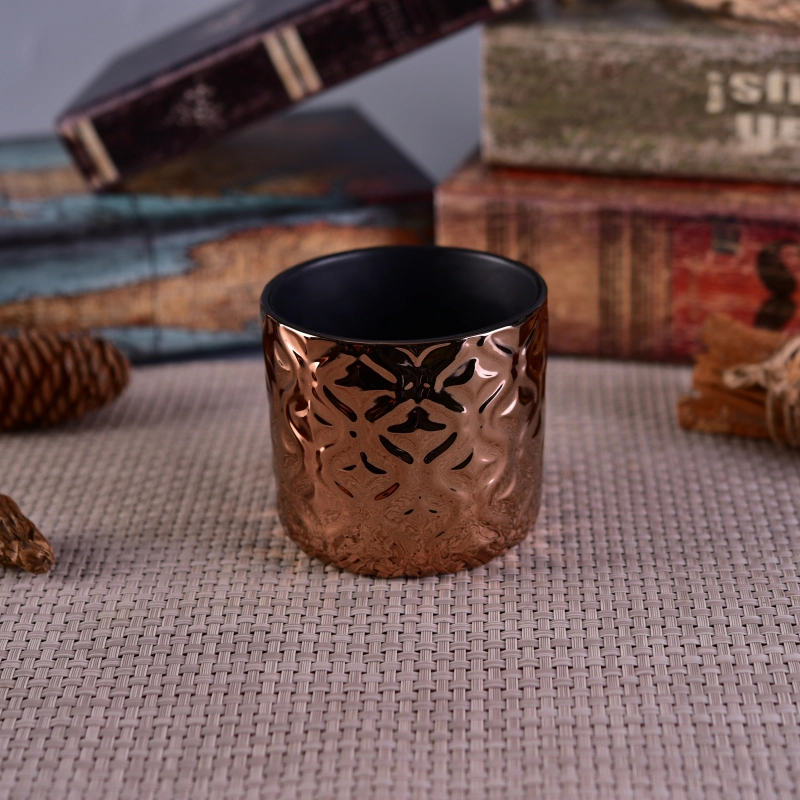 Hot selling coopery brown glazing ceramic candle jars for christmas