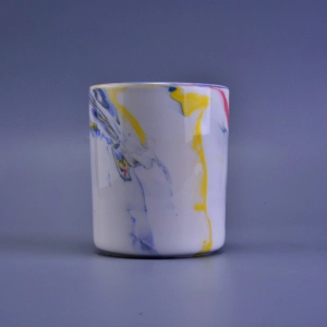 Ceramic candle holder with colorful pattern