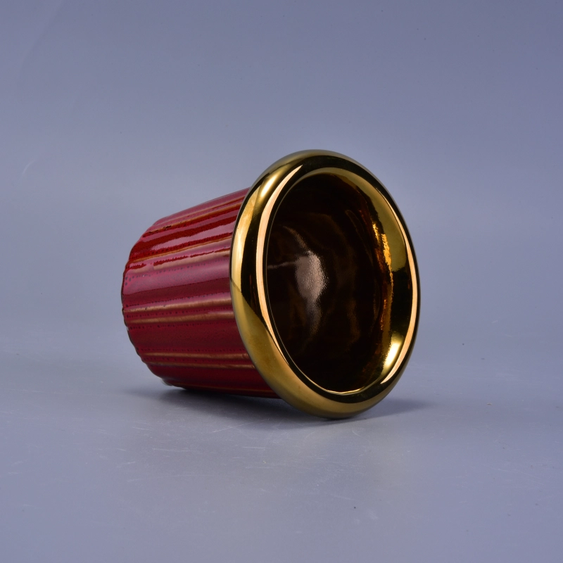 Decorative Golden Electroplated Fancy Glazed Ceramic Candle Holder