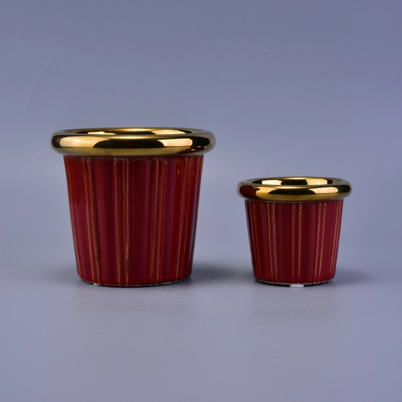 Decorative Golden Electroplated Fancy Glazed Ceramic Candle Holder