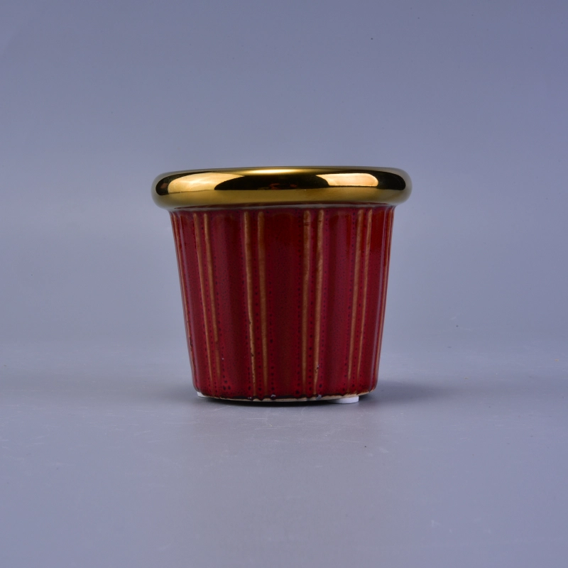 Decorative Golden Electroplated Fancy Glazed Ceramic Candle Holder