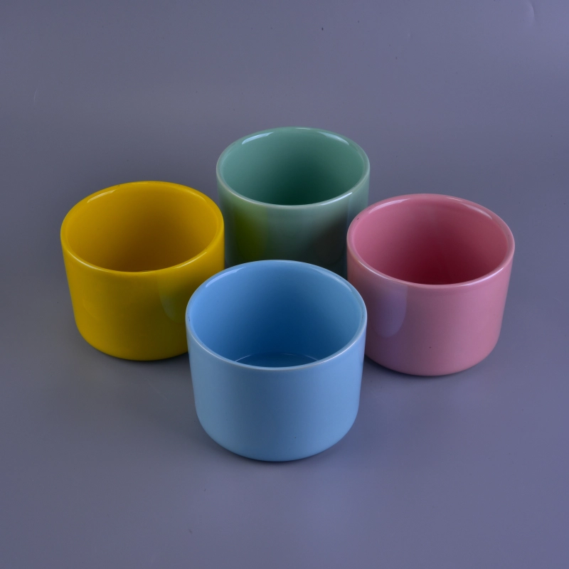 Beautiful color pearl glaze ceramic candle jars