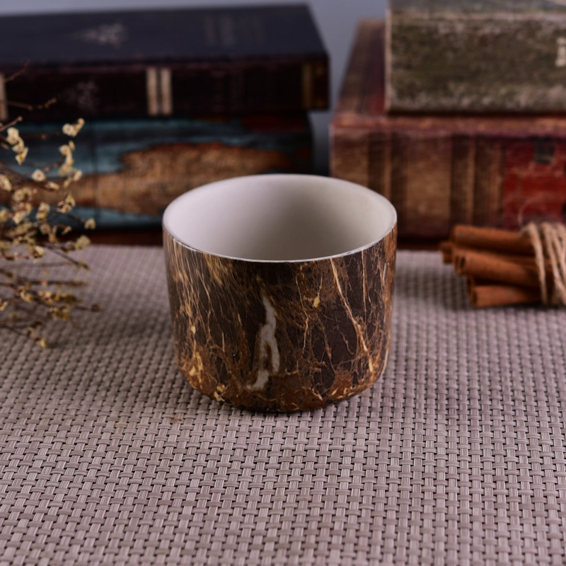 Hydrographics transfer printing home decoration ceramic candle holder for wholesale
