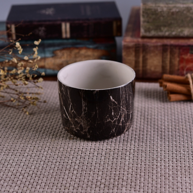 Hydrographics transfer printing home decoration ceramic candle holder for wholesale