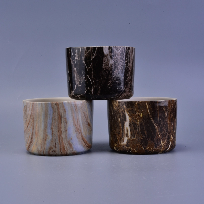 Hydrographics transfer printing home decoration ceramic candle holder for wholesale