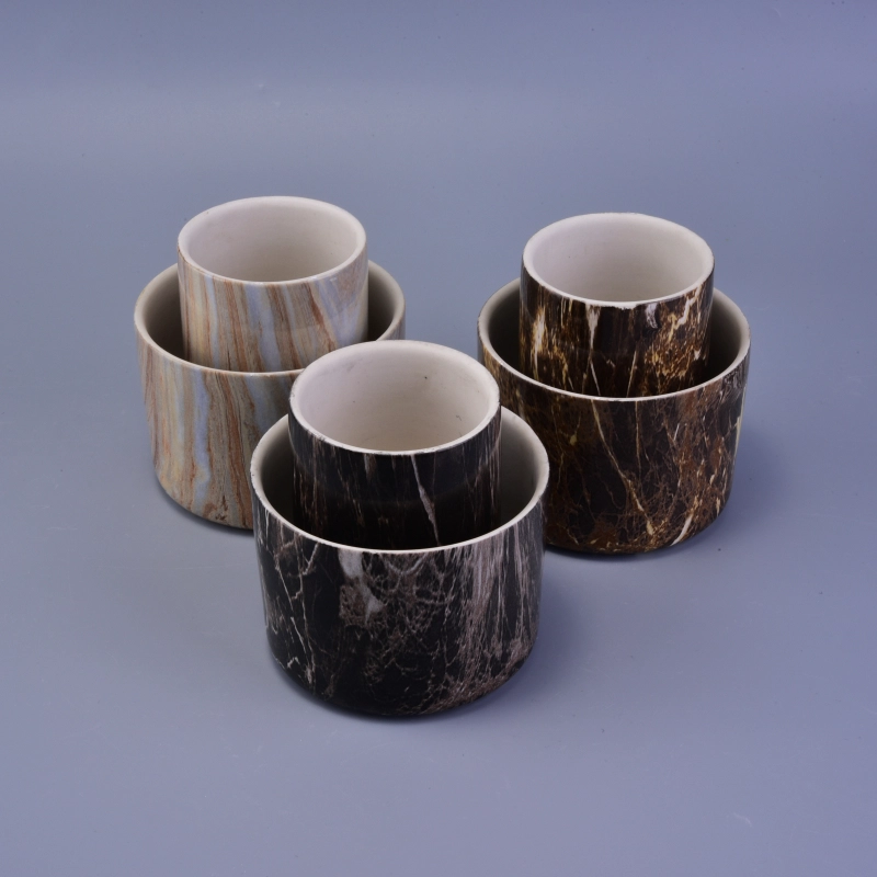 Hydrographics transfer printing home decoration ceramic candle holder for wholesale
