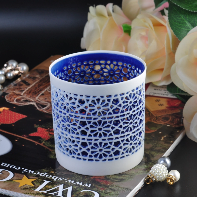 New hollow out home decoration ceramic candle holder