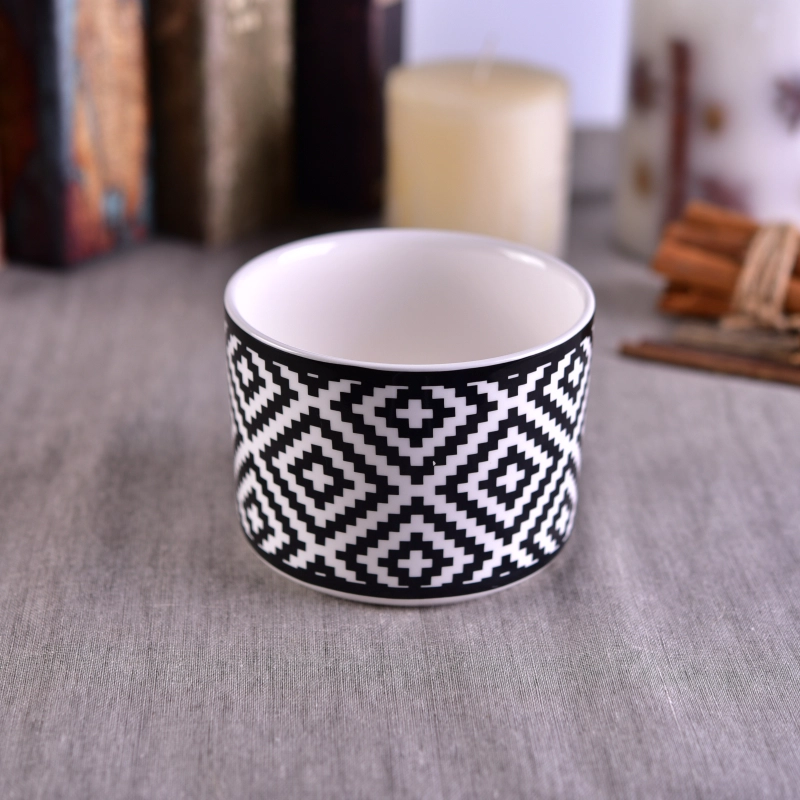415ml Decal black printing ceramic candle holder 415ml Decal black printing ceramic candle holder