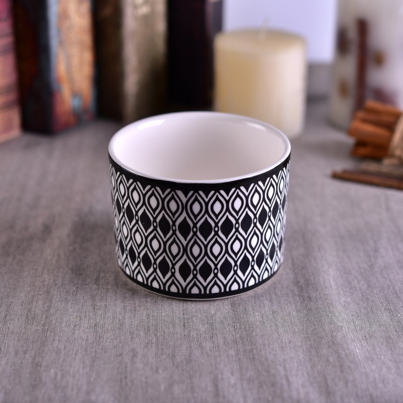 415ml Decal black printing ceramic candle holder 415ml Decal black printing ceramic candle holder