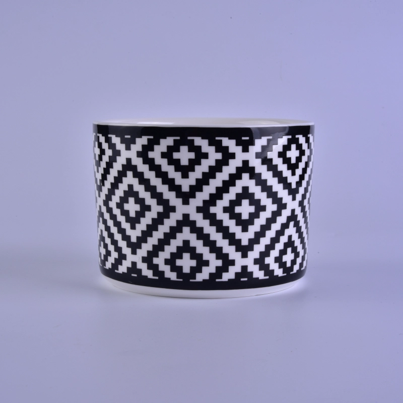 415ml Decal black printing ceramic candle holder 415ml Decal black printing ceramic candle holder
