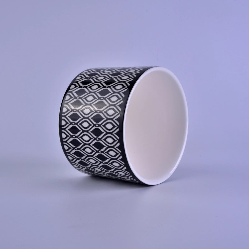 415ml Decal black printing ceramic candle holder 415ml Decal black printing ceramic candle holder