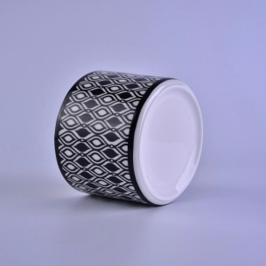 415ml Decal black printing ceramic candle holder