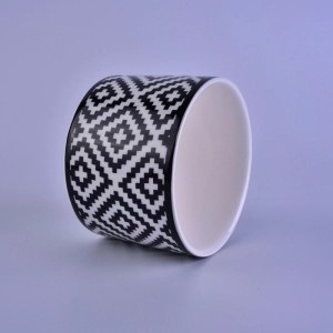 415ml Decal black printing ceramic candle holder