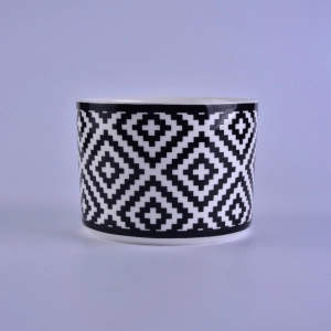 415ml Decal black printing ceramic candle holder