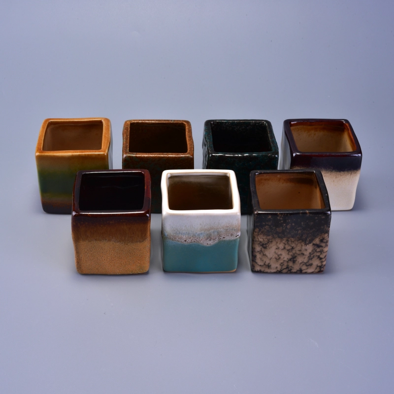 Transmutation Glazed Square Ceramic Candle Holder Transmutation Glazed Square Ceramic Candle Holder