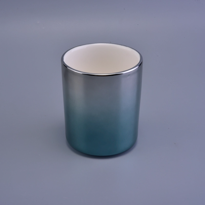 Luxury gradient electroplating color candle holder for ceramic candle vessels